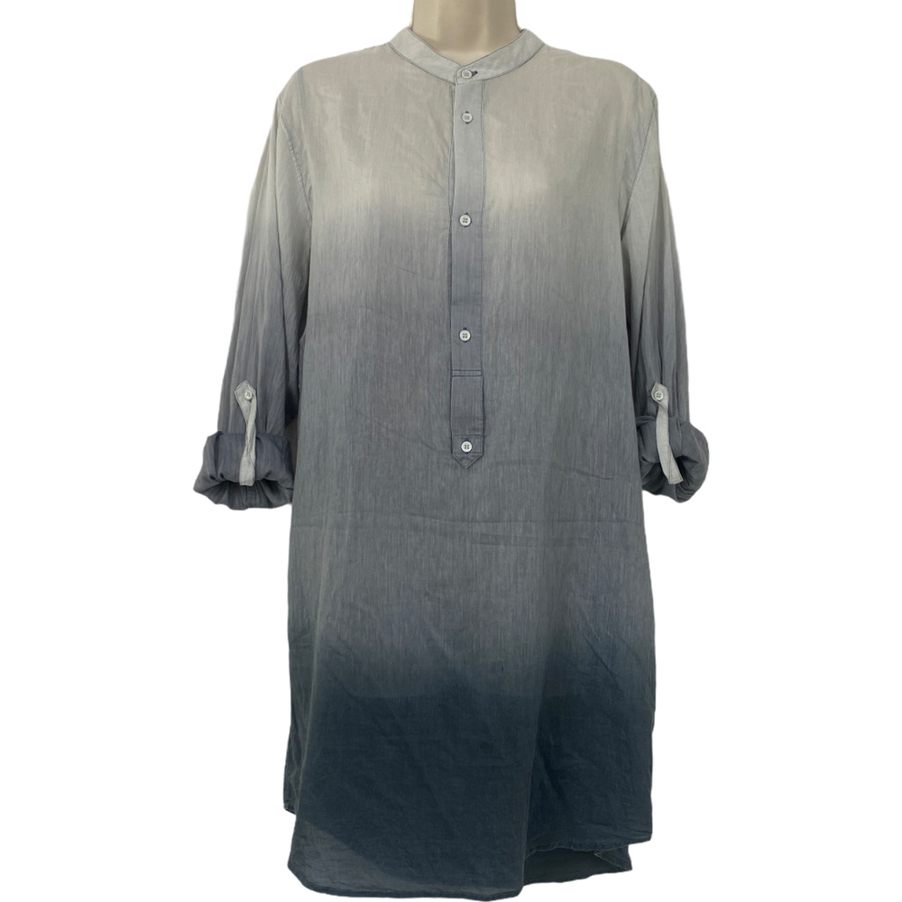 Flannel Brand Silk Blend Dress Gray Lightweight Semi Sheer fits M/L Size 3
